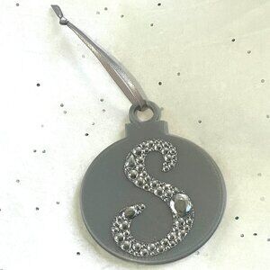 Initial S Rhinestone Blue Christmas Ornament-New!